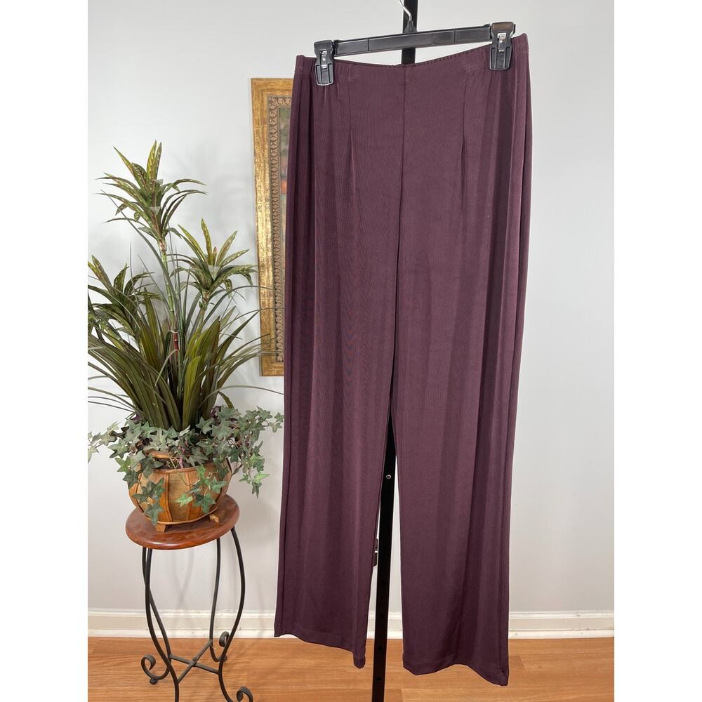 Chico's‎ Travelers Pants Womens Size 1 Maroon Loose Fit Whimsigoth Lounge Chic